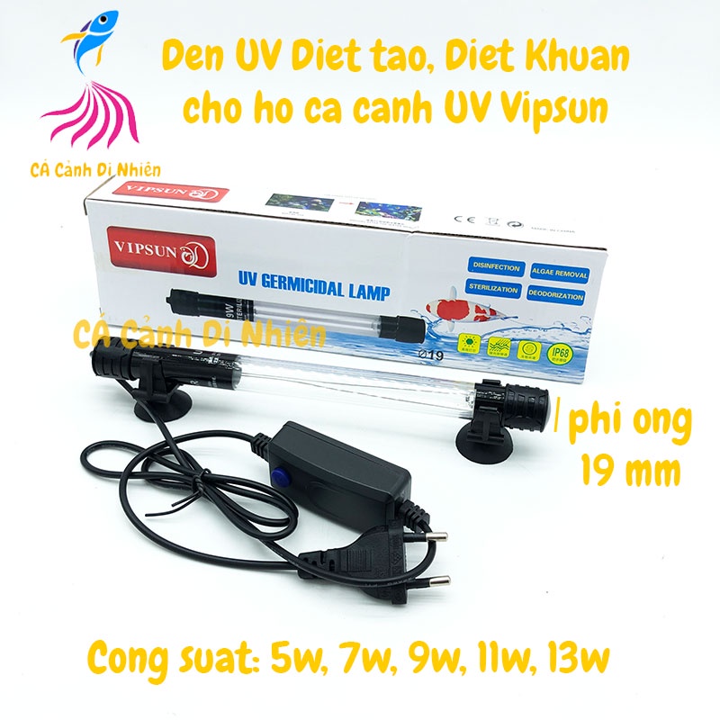 Đèn uv diệt tảo diệt khuẩn vipsun uv-kt 5w,7w,9w,11w,13w cho hồ cá cảnh