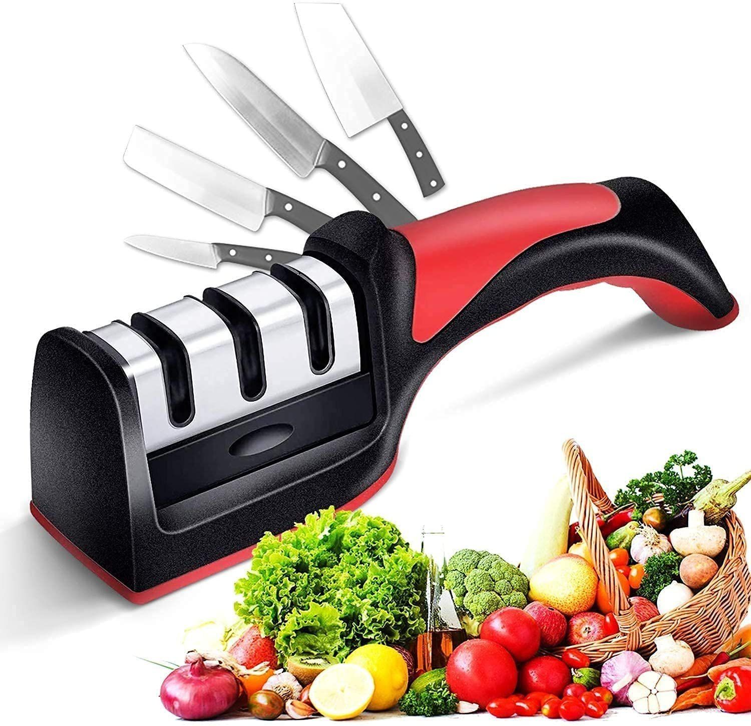 4 in 1 Multi Knife Sharpener with Scissor Slot Kitchen Use | Bazar Offer.