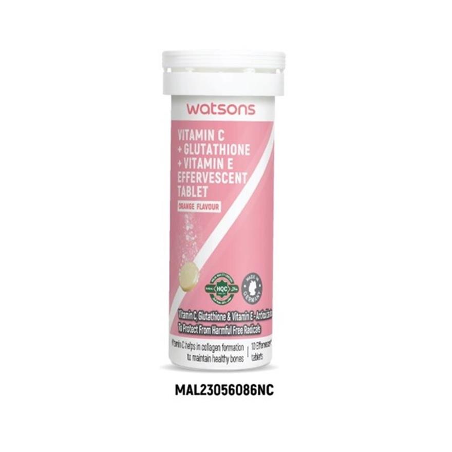 watsons vitamin c + vitamin e + glutathione WATSONS Vitamin C + Vitamin E + Glutathione Effervescent Tablets 10s -  Lazada