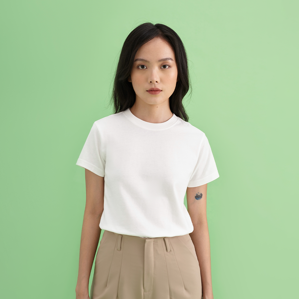 And Above - Áo thun cổ tròn nữ - Basic Tshirt -Màu Trắng/Đen