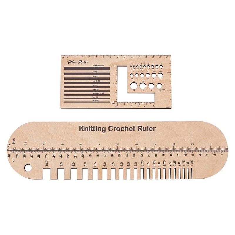 2Pcs Wooden Sock Knitting Rulers Gauge Knitting Calculator Multi ...