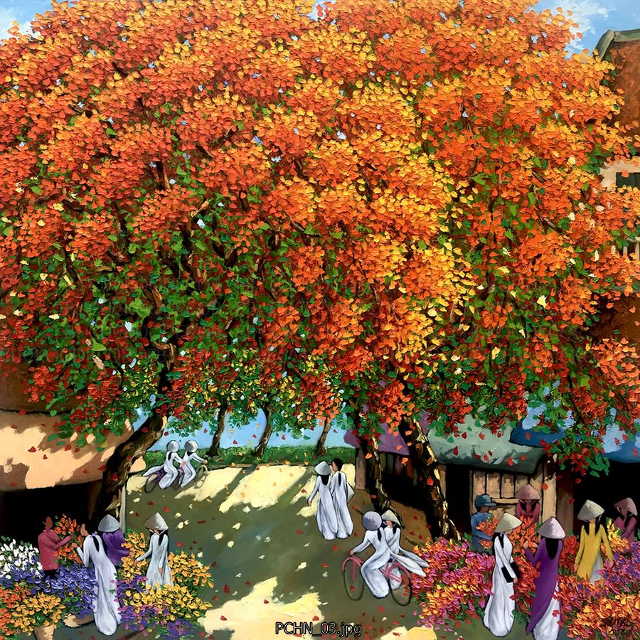 - phố cổ hà nội- tranh in vải canvas 60x60cm