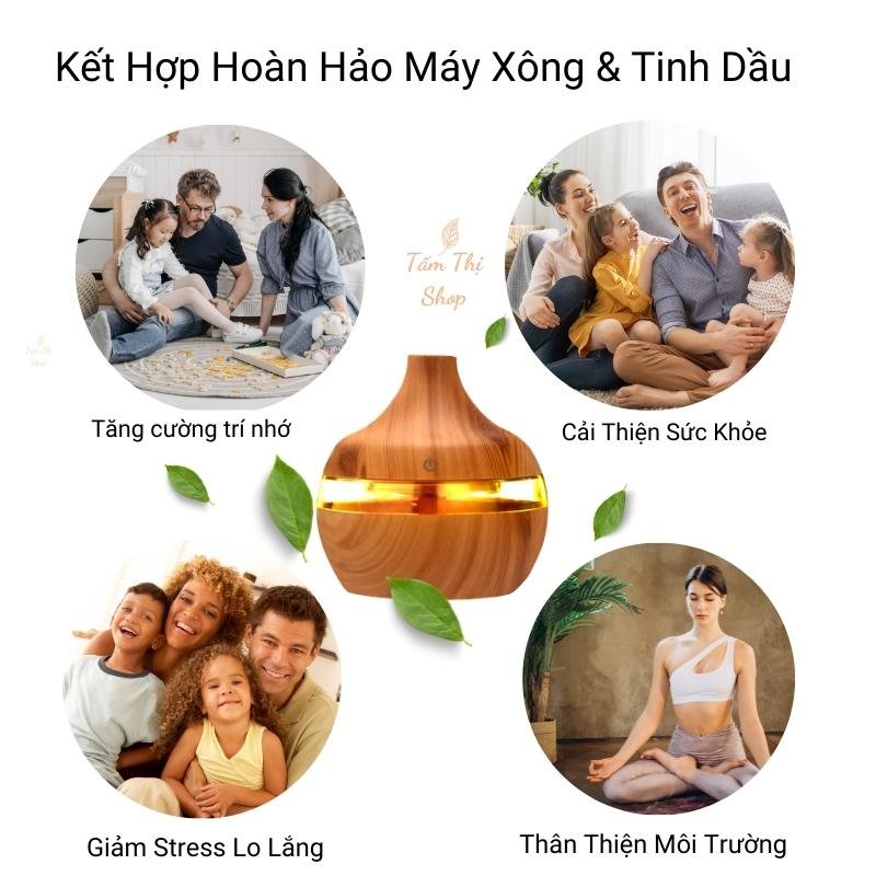 Máy Xông Tinh Dầu 300ml Aroma Cao Cấp (Mua Máy Tặng Tinh Dầu)Máy Khuếch Tán Tinh Dầu Bình Xông Tinh Dầu Tỏa Hương Thơm Cho Phong Ngủ & Trên Ôtô