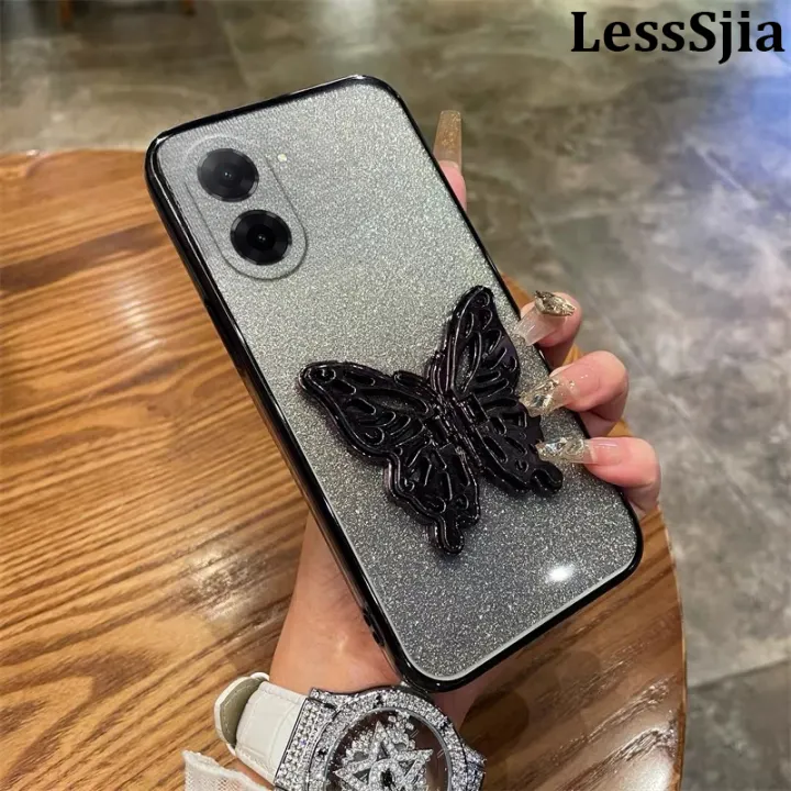 Phone cover Redmi A5 Back case with Cute Butterfly Stand Luxury Slim Gradient Clear Plating Glitter Girls for Xiaomi Redmi A5 Phone cases