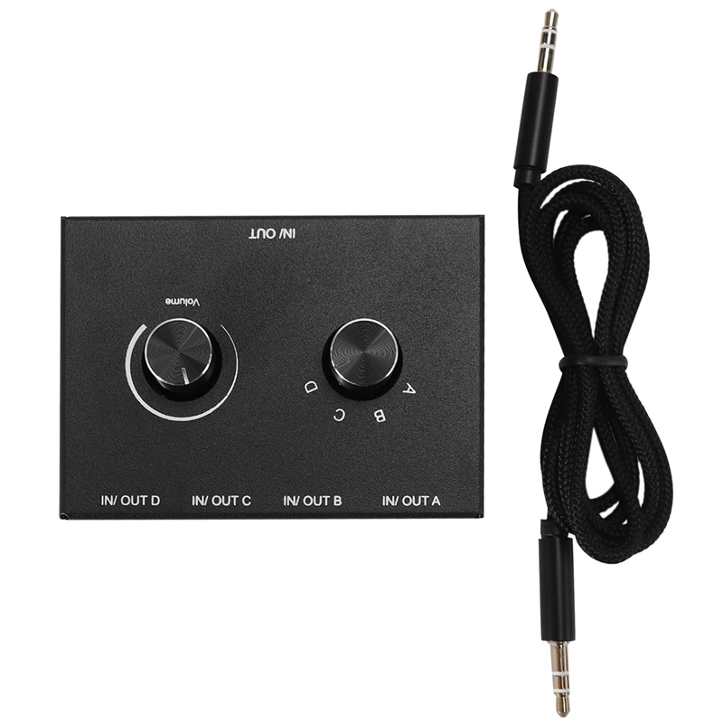 4 Port Audio Switch, 3.5mm Audio Switcher, Stereo AUX Audio Selector, 4 Input 1Output/1Input 4 Output Audio Switcher Box