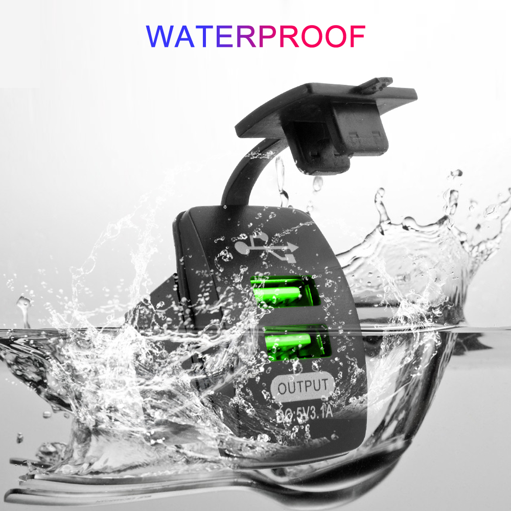 【Free shipping】 USB Socket Car Charger Waterproof USB Car Socket 12V-24V 5V 3.1A Phone Charging for 12V 24V Motorcycle Boat Marine Truck ATV.