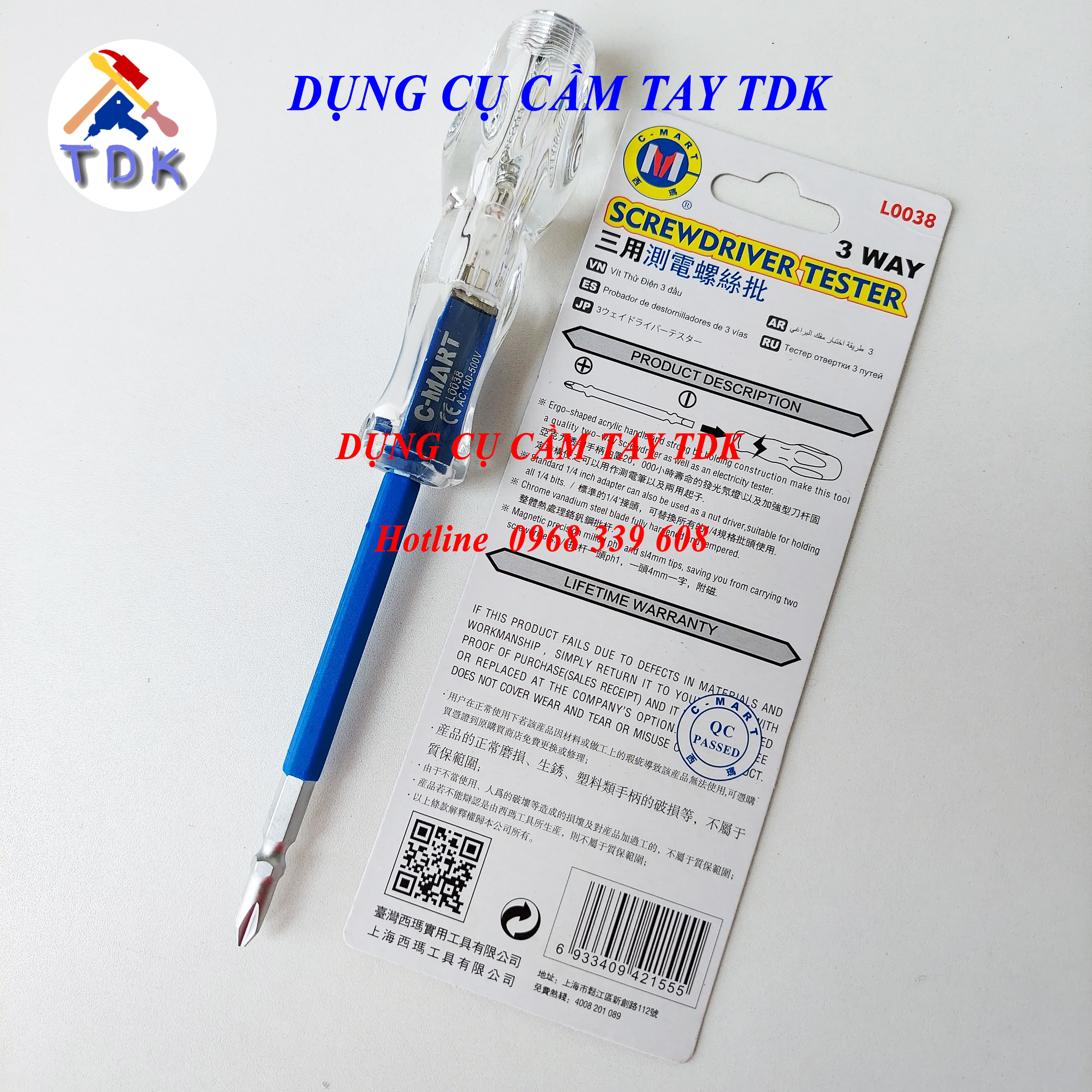 Bút thử điện hai đầu c-mart l0038 điện ac100-500v dài 205mm