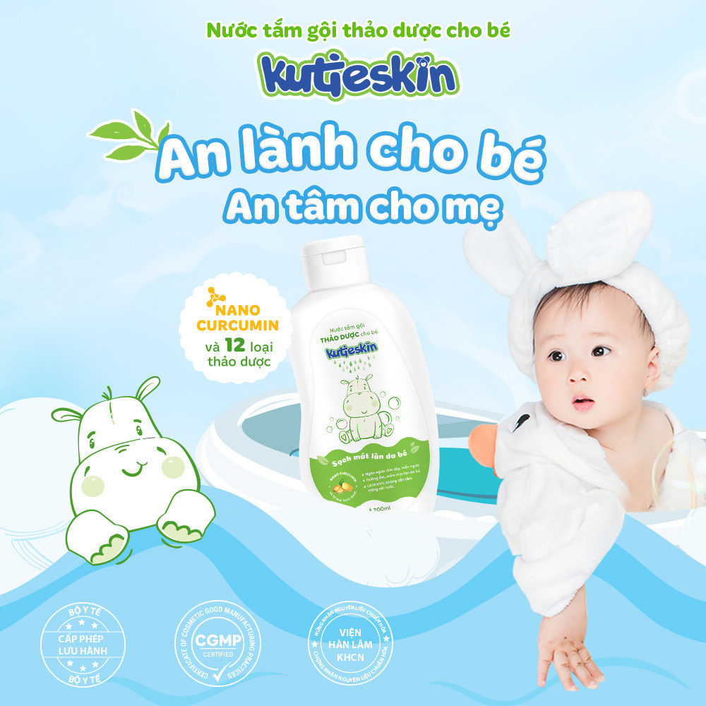 Nước tắm gội thảo dược cho bé KUTIESKIN 200ML