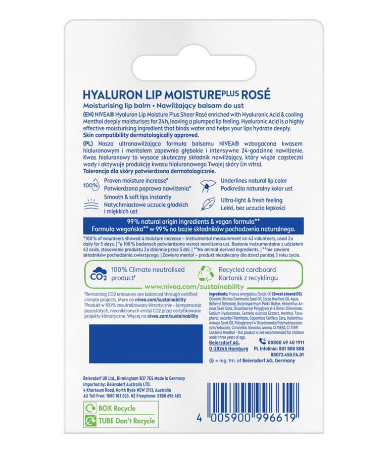 [Bill Úc] Son dưỡng ẩm môi Nivea Hyaluron Lip Moisture Plus 5.2g
