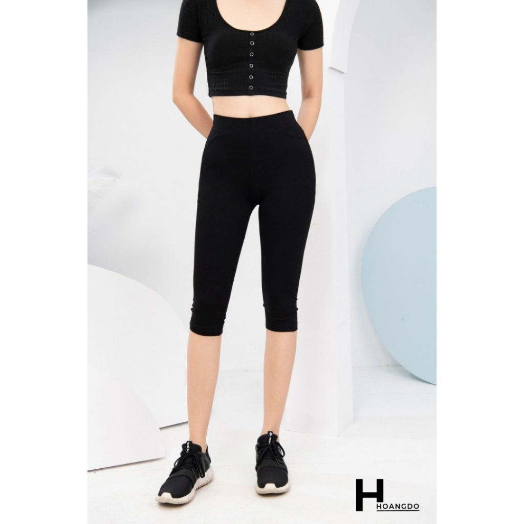 Quần legging cạp cao có túi ốp