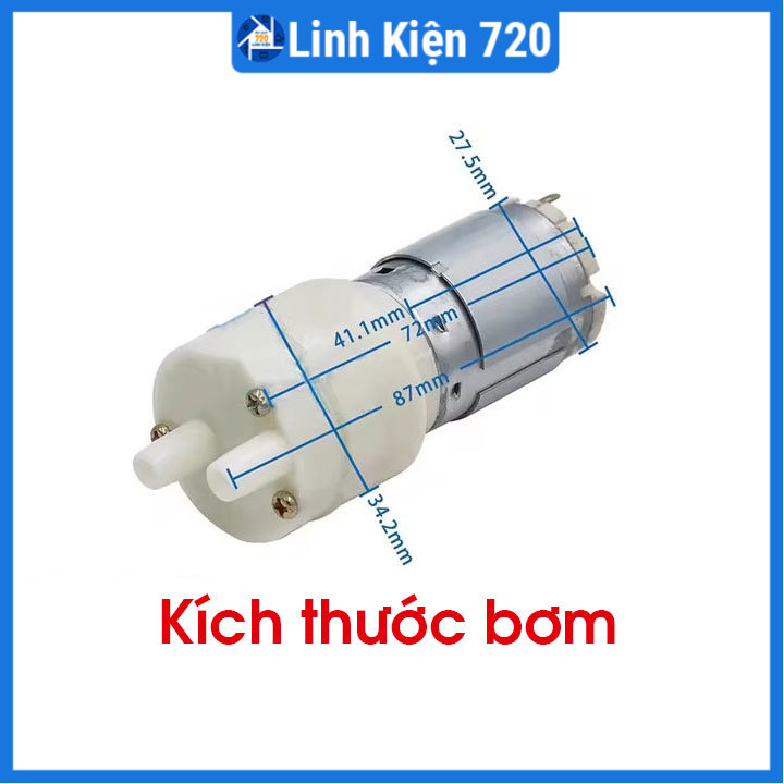 Máy bơm mini RS385 6-12VDC lưu lượng nước 1.5-2L/phút