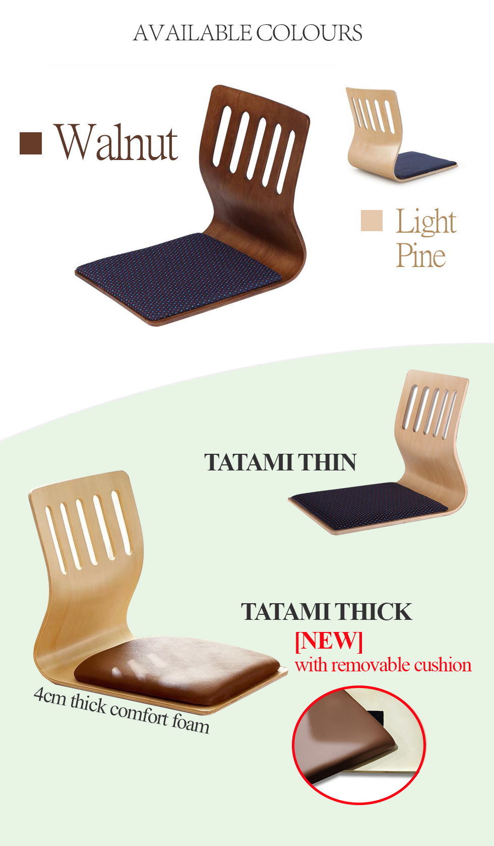 Japanese tatami chair / Zaisu / Floor chair / Legless chair / Japanese