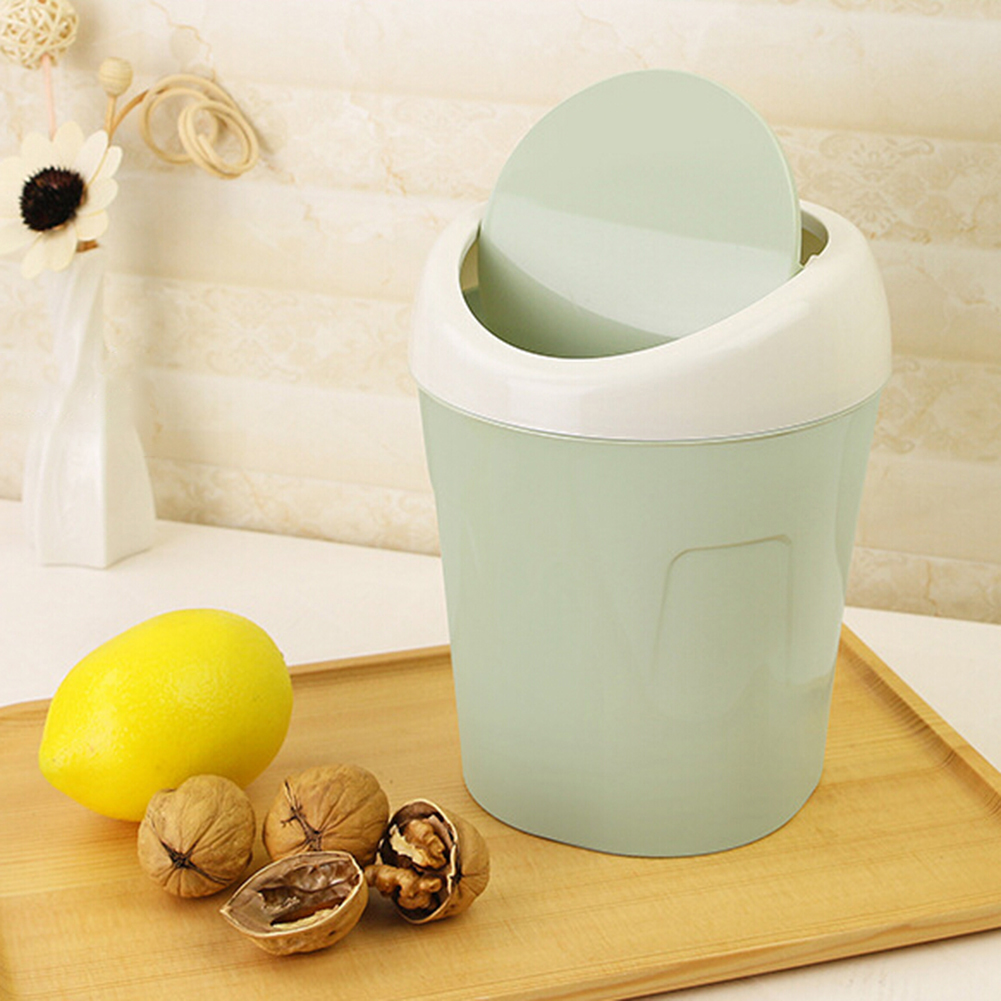 Desktop Mini Flip Lid Home Living Room Bedside Trash Can Garbage Dust Bin Holder