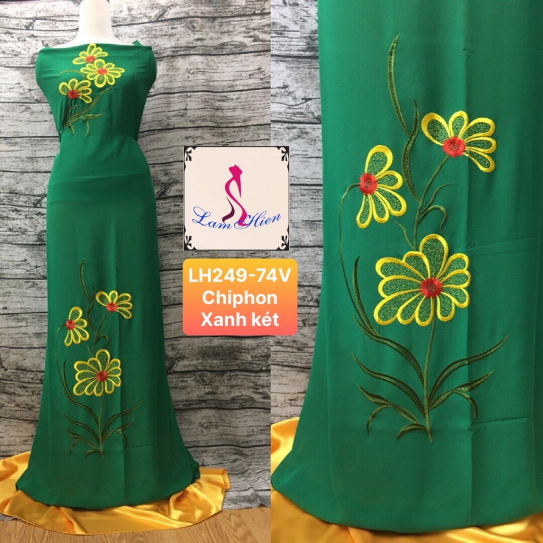 Vải may áo dài bông thêu modell LH249