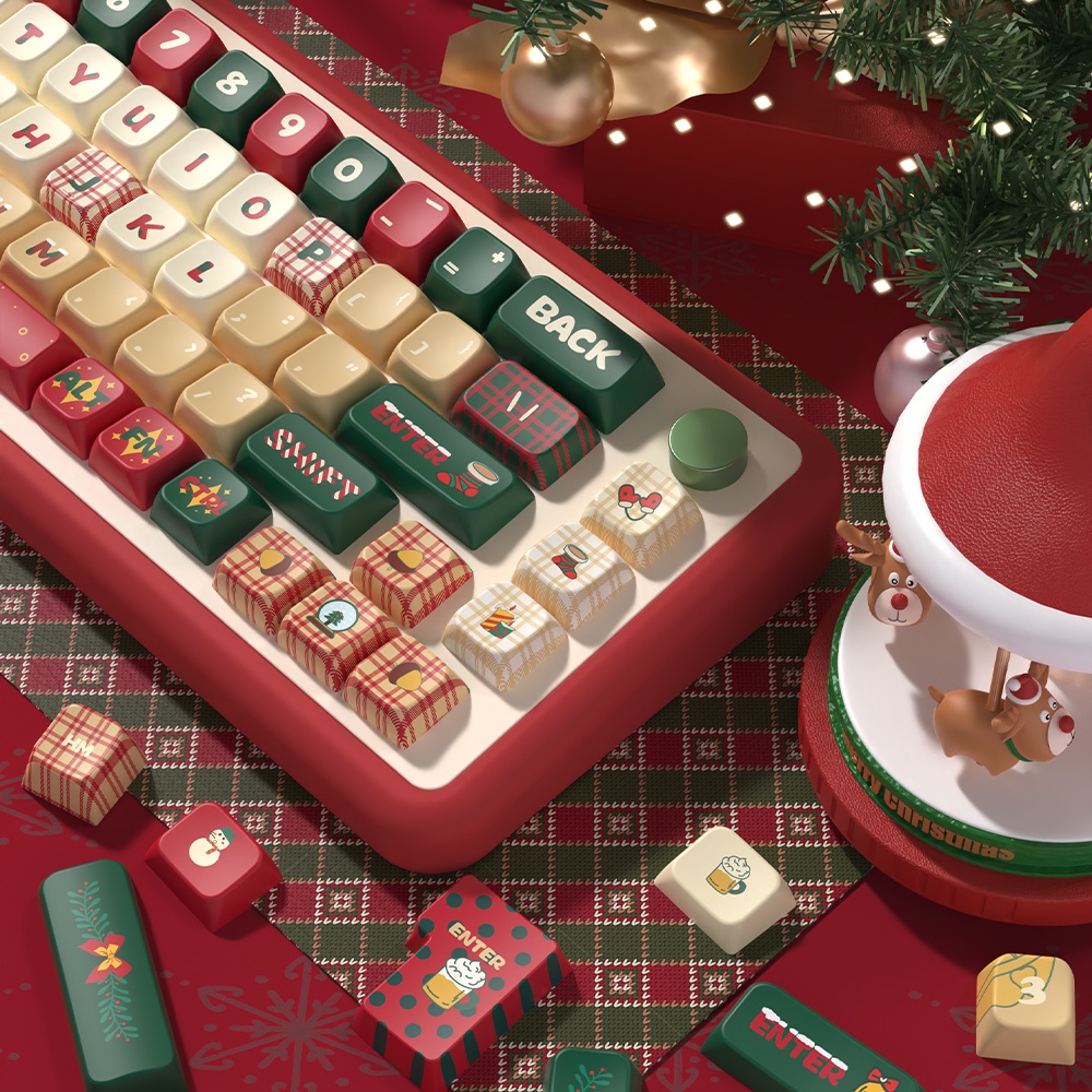 Christmas Eve Original Theme Keycaps Cherry/MDA Height PBT Five-sided Sublimation Mechanical Keyboard Keycaps
