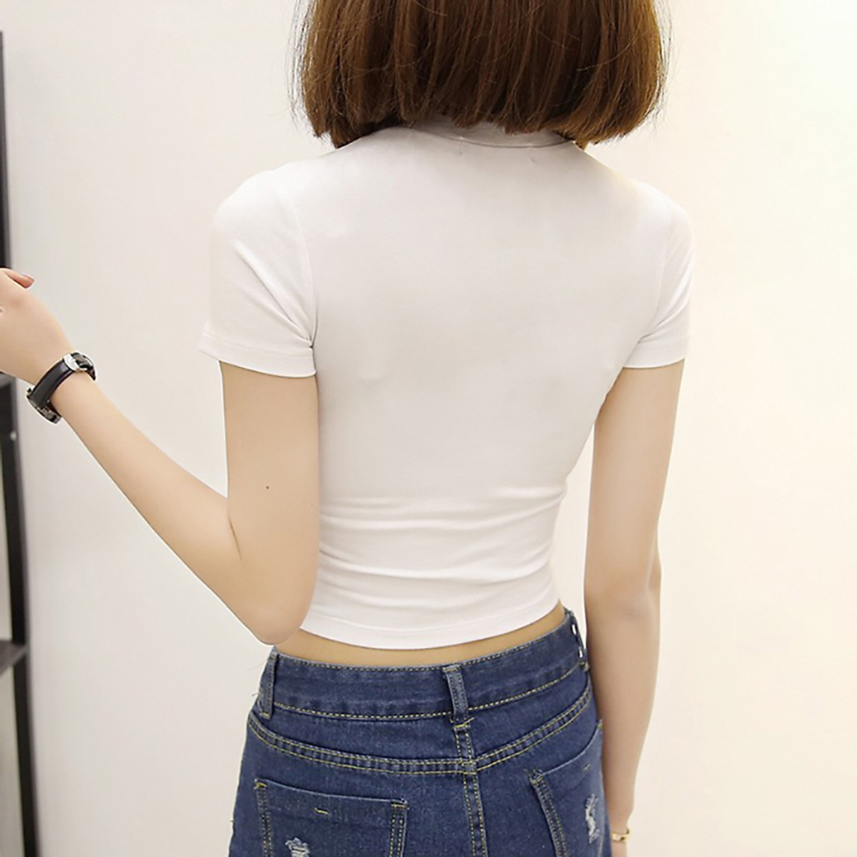 Áo croptop tay ngắn trơn
