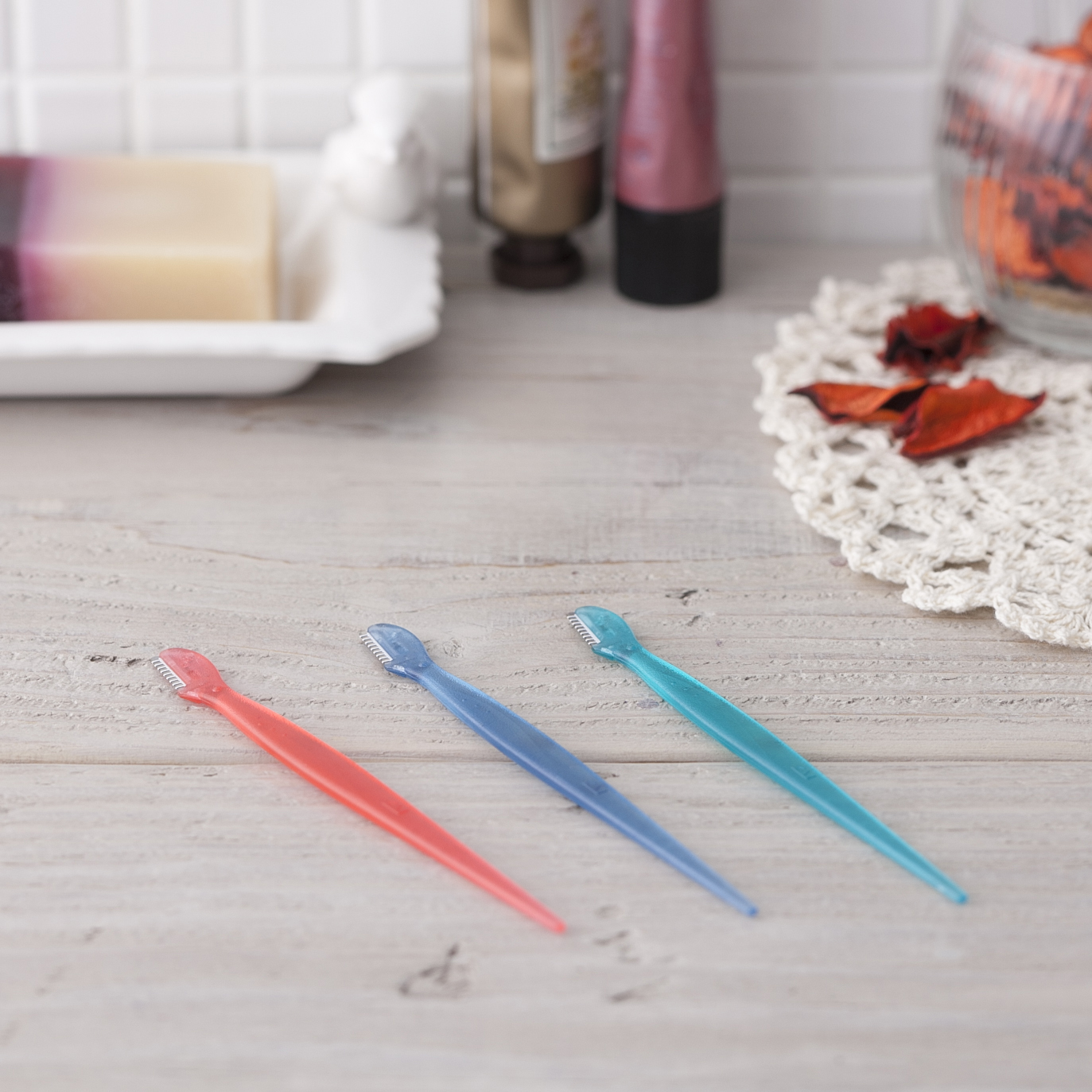 Set 3 Dao Cạo Lông Mày Cán Dài KAI - Nội Địa Nhật Bản