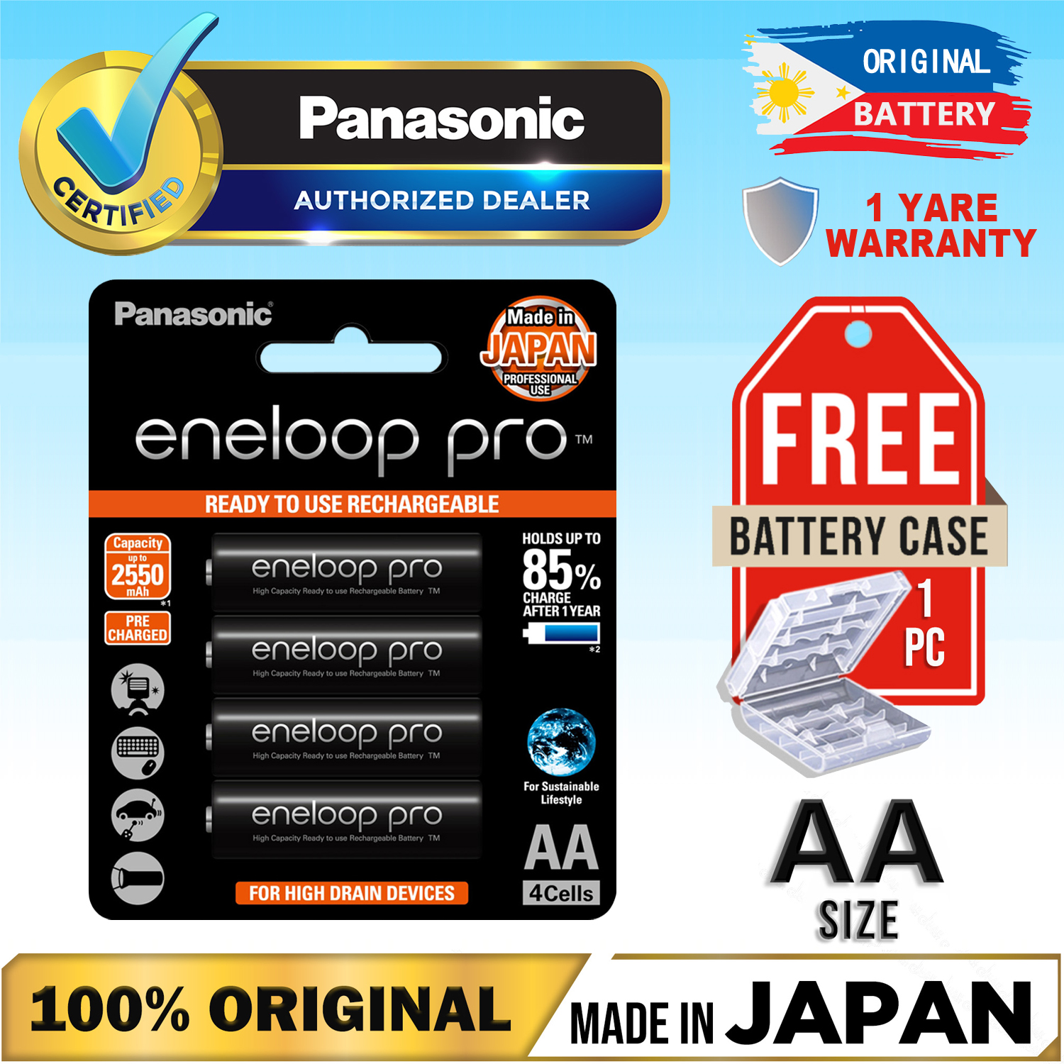 AA R6 Panasonic Eneloop Lite 1.2V 950mAh Rechargeable Battery para