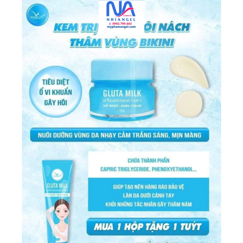 (MUA 1 TẶNG 1) Kem Thâm Nách Gluta Milk Thái Lan