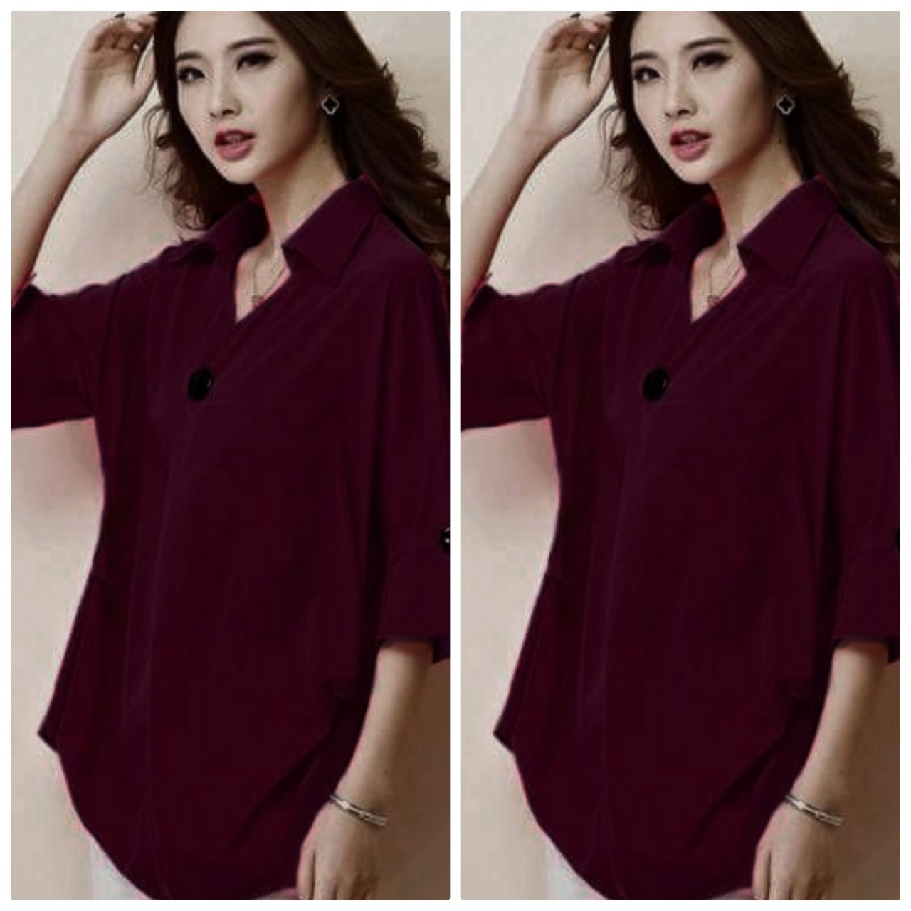 [HCM]ÁO SƠ MI FORM RỘNG PHỐI NÚT ĐỦ SIZE BEYEU1688 - BY1013