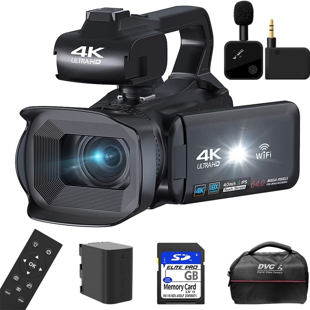 18X 4K 60FPS 2023 Camcorder 64MP Digital Video Camera For Youtube  Livestream 4