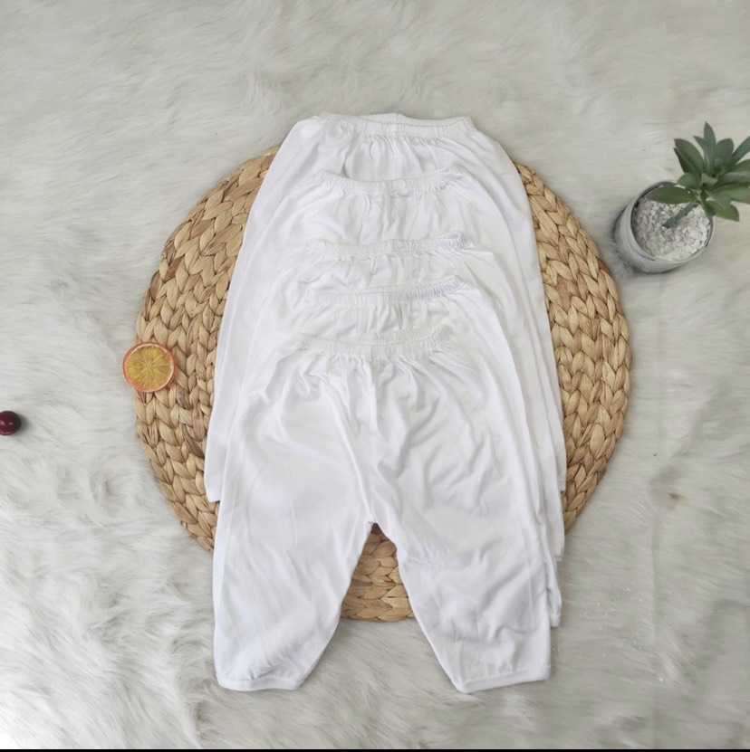 Set 5 Quần dài trắng cho bé sơ sinh Bossini
