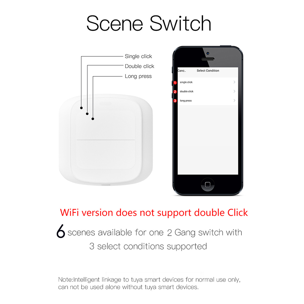 [Dueplay] tuya wifi thông minh/ZigBee chuyển hai nút điều khiển từ xa công tắc bấm dạng đẩy 2gang 6 cảnh không dây thông minh nhà điều khiển từ xa tự động hóa kịch bản chuyển đổi
