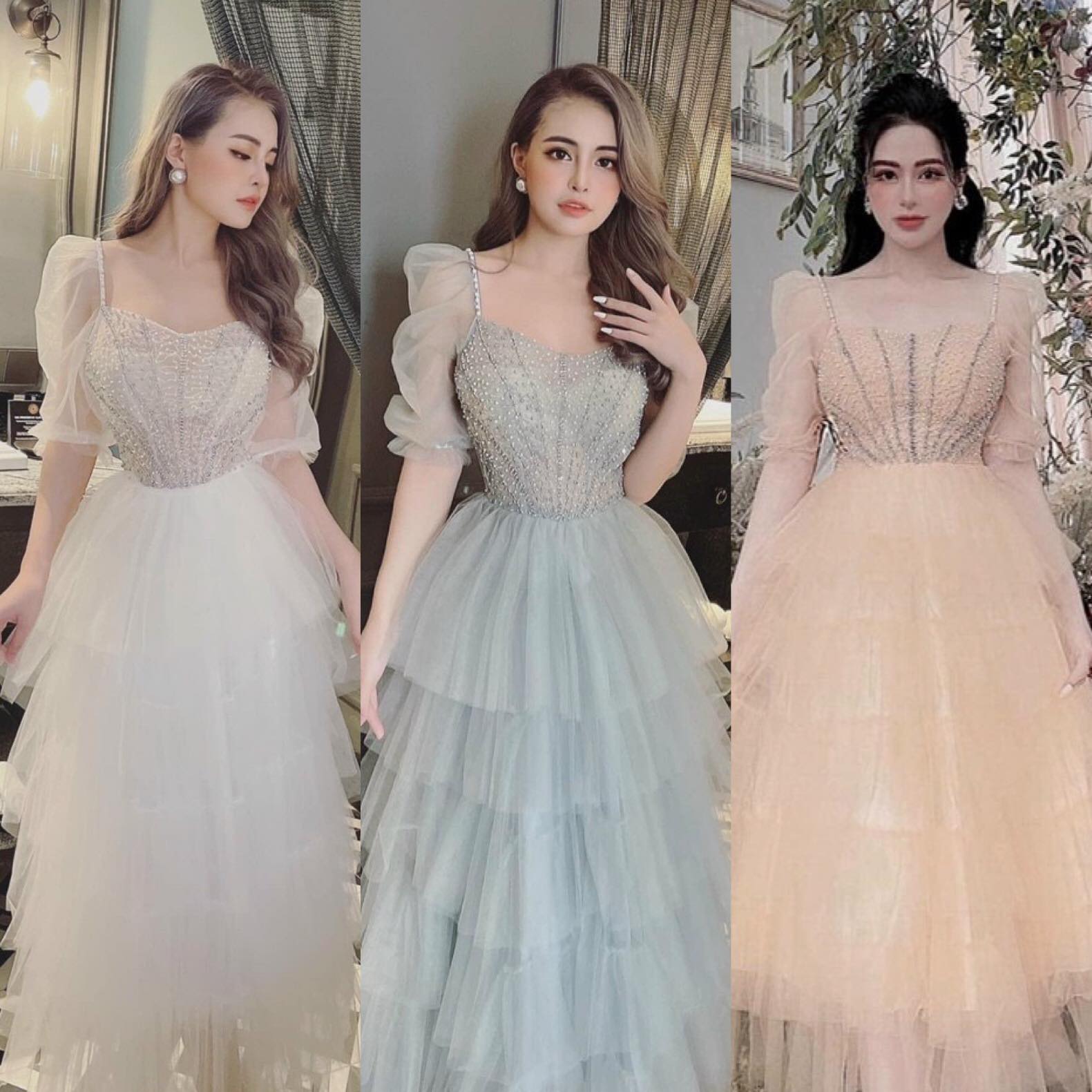 [ Đẹp 100% ] ĐẦM DẠ HỘI THIẾT KẾ ĐỘC QUYỀN - Đầm xòe tầng tay bo sang chảnh cực xinh dịu dàng – (Tặng Phụ kiện xinh) – Có MGG ưu đãi & hỗ trợ phí vận chuyển thả ga