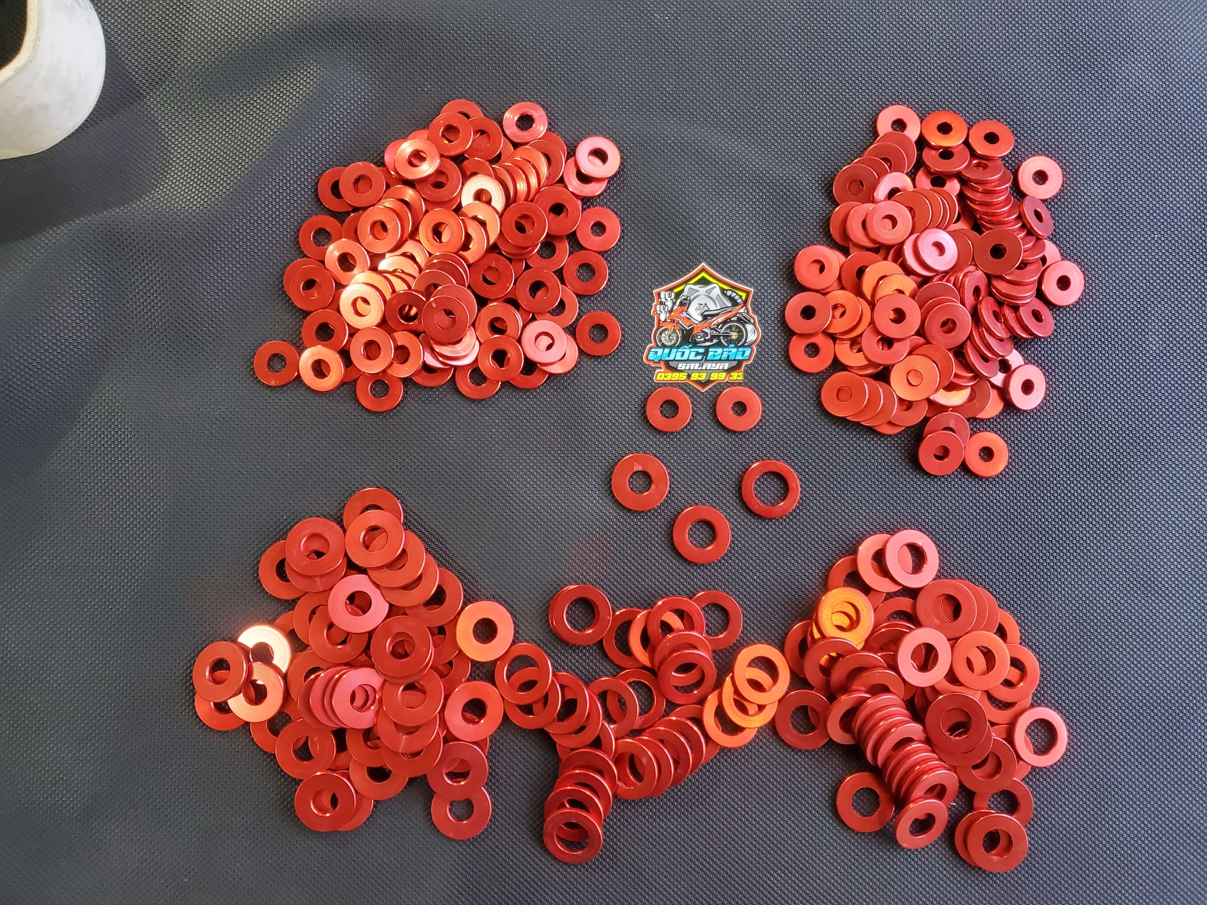 Long đền dày đỏ nhôm 6mm 8mm 10mm 12mm 14mm gắn cốt bánh và nhiều vị trí trên xe