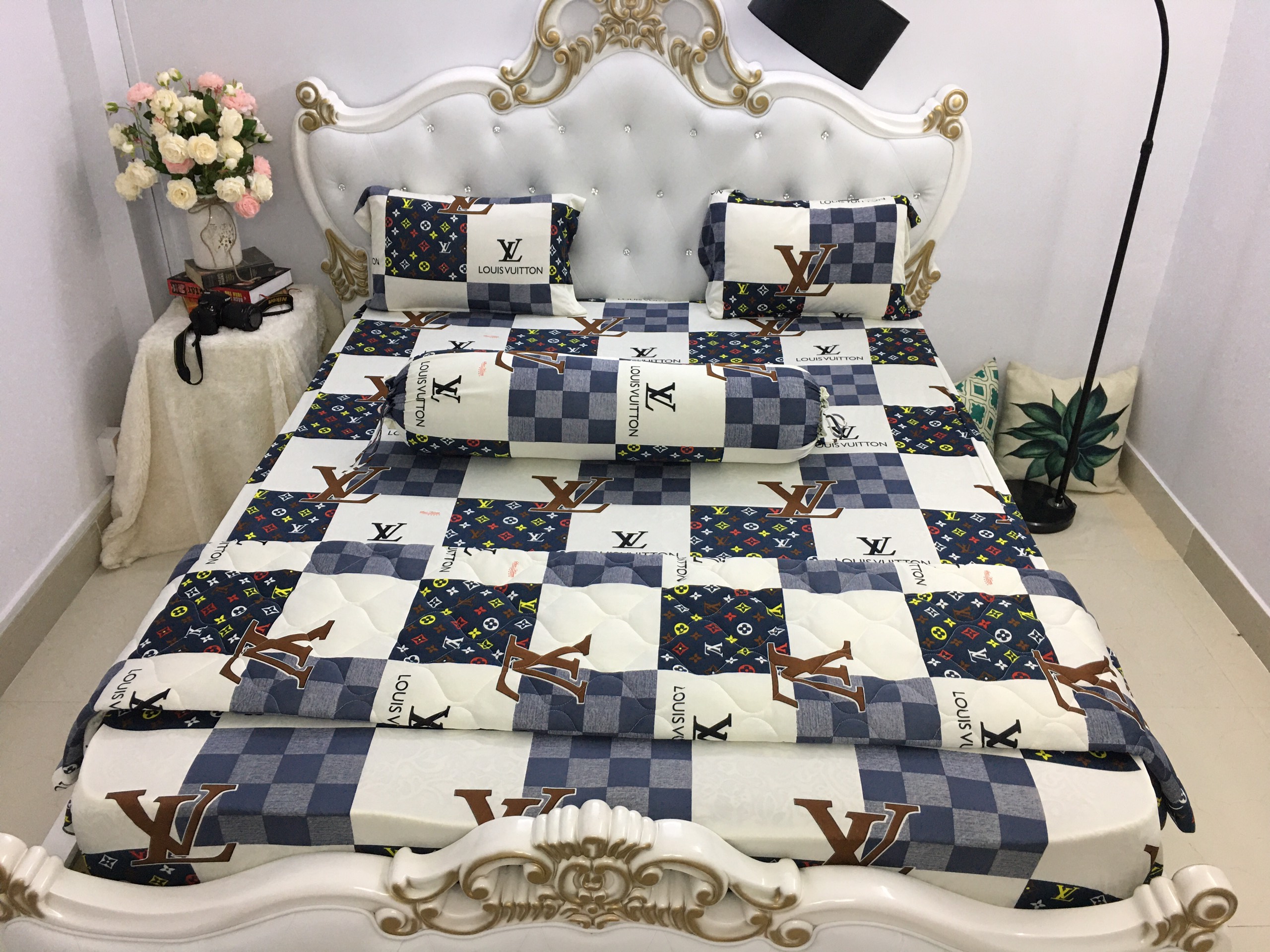 [HCM]Bộ drap thun Hàn Quốc loại 1 có mền 5 món ( 1 drap + 1 chăn chần bông + 3 áo gối) đủ size