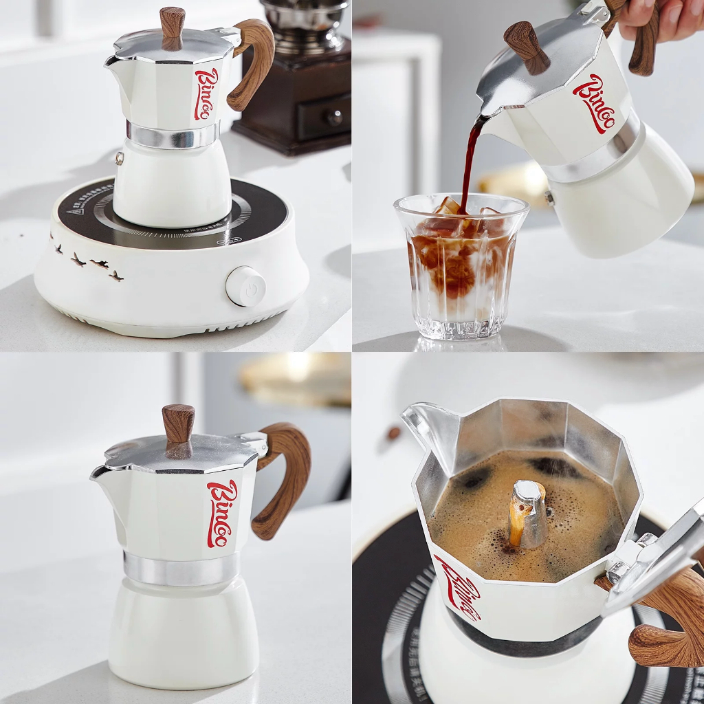 It Smart - Máy pha cà phê Bincoo Moka Pot Espresso Maker thẩm thấu ngược 3 cup 150ml (Tặng giấy lọc cà phê)