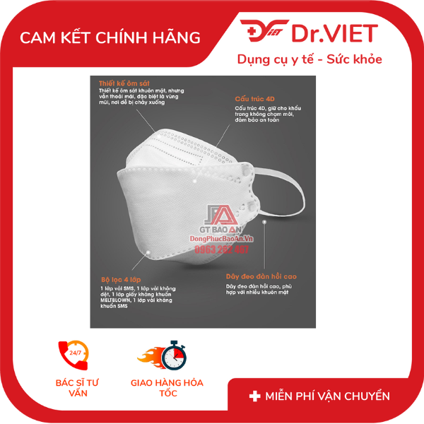 Khẩu trang Lâm Anh KF94 (Khẩu trang KF94 kháng khuẩn ngăn chặn đến 99% tia cực tím UVA)- 10 cái - Hạn chế bụi bẩn, ô nhiễm không khí