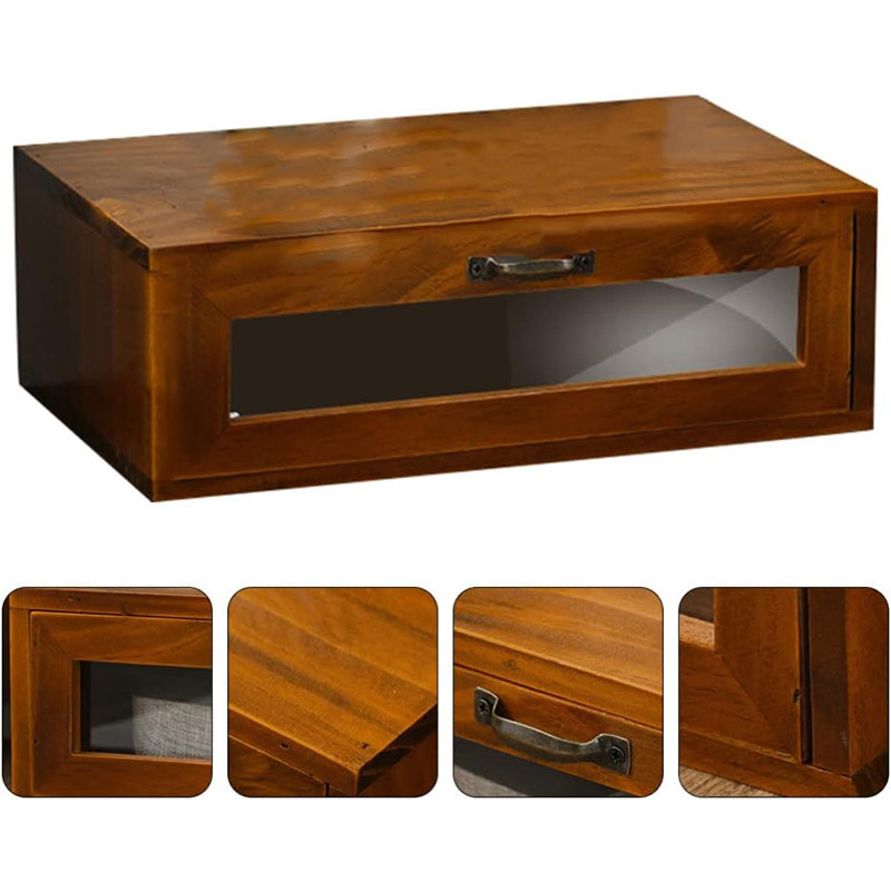 Chinese style solid wood drawer type retro computer elevated shelf desktop storage box cosmetics office desk shelf