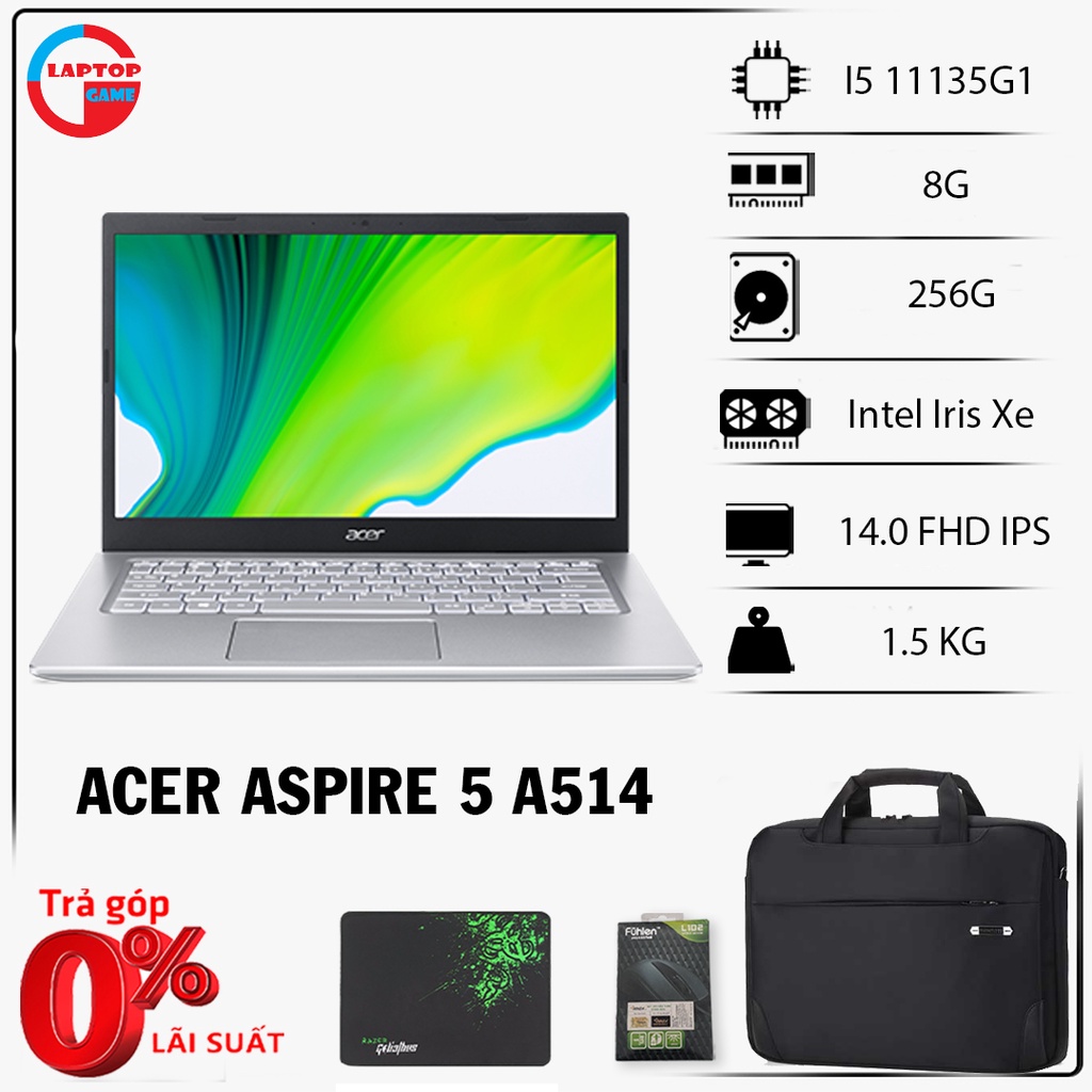 [NEW REF] Acer Aspire 5 A514-54-501Z ( Core i5-1135G7/8GB/256GB SSD14″ Full HD/Intel/1.5kg)