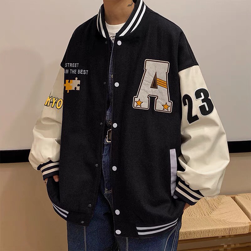 Áo khoác bomber Varsity A-23 Jacket nỉ nam nữ khoác ngoài áo dày dặn form rộng Unisex - Bóng chày Cao Cấp