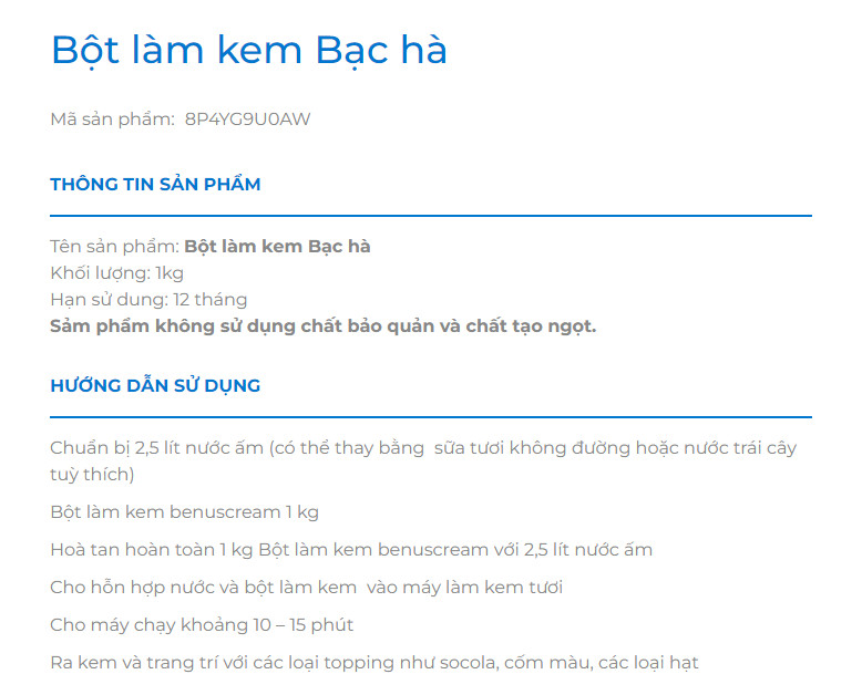 Bột làm kem Benus gói 1kg