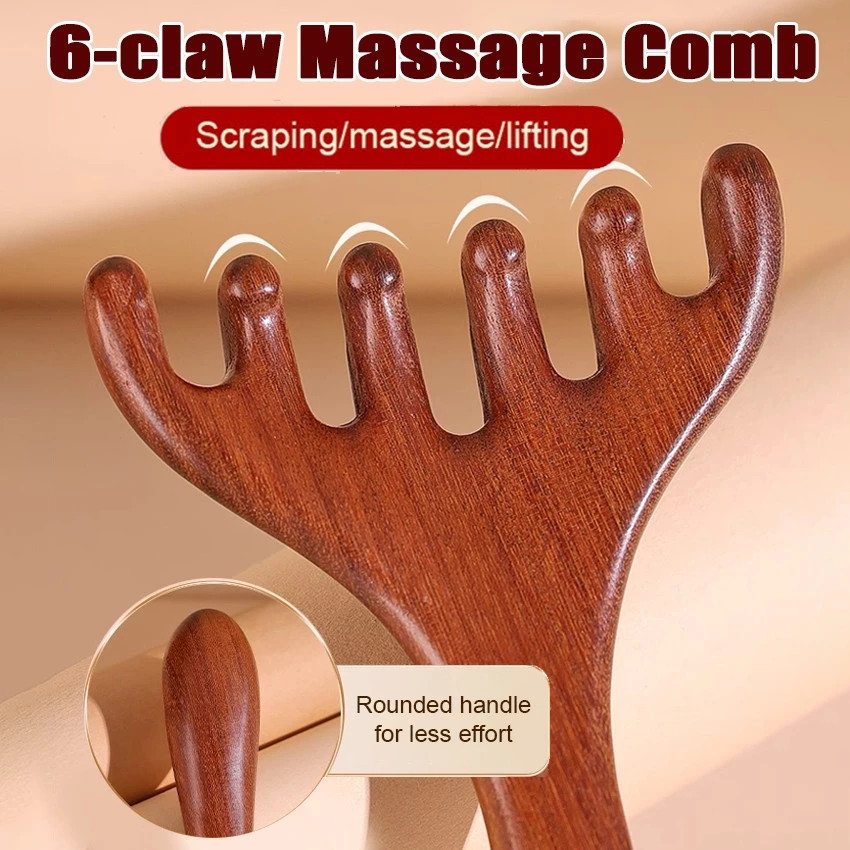 Pente de madeira de sândalo antiestático para massagem capilar_voghion.com