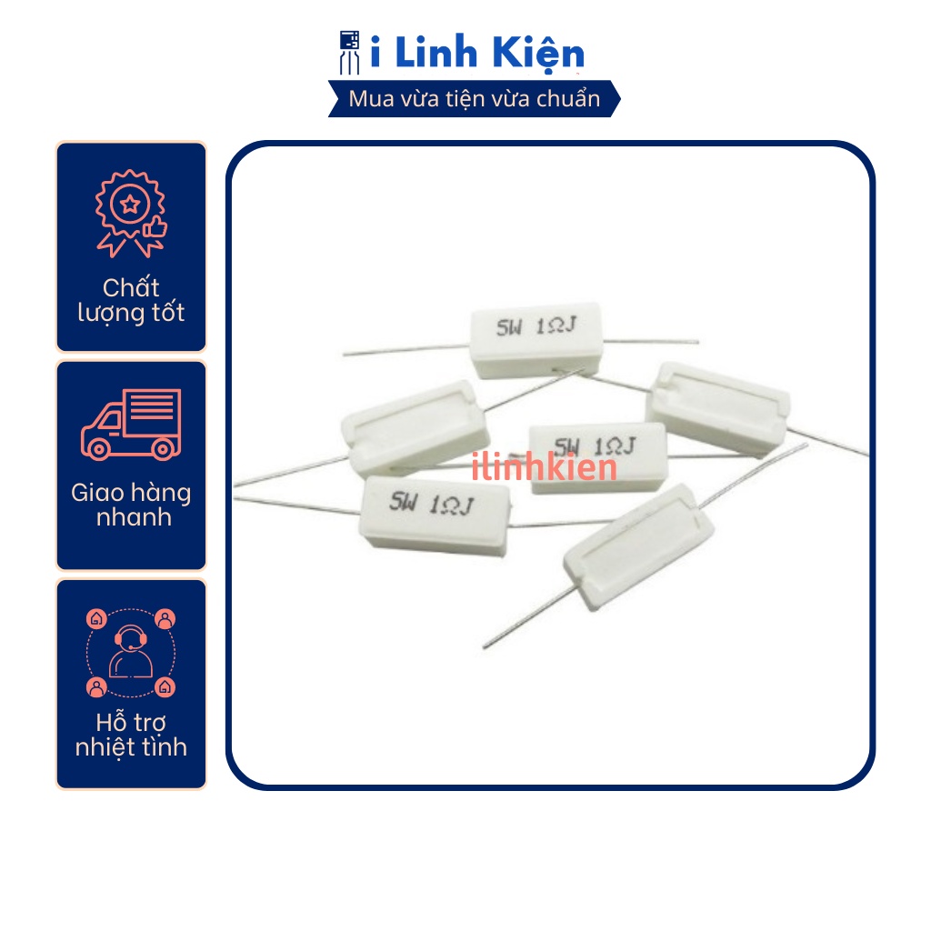 Điện trở sứ 5W 1R 5% chất lượng tốt
