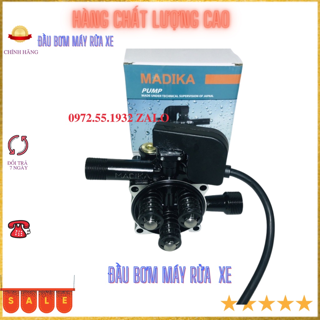 Bộ đầu bơm máy rửa xe có role tự ngắt 3 pít tông thay thế nhiều hãng geox, jfh, yokota, ssumo, osuka,..