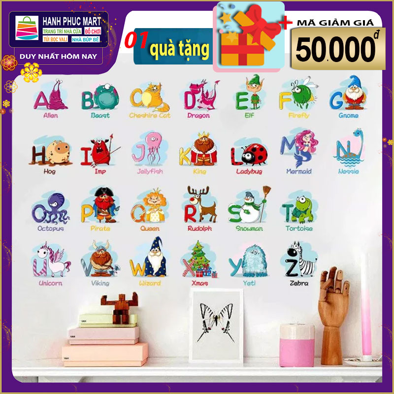 Decal dán tường bảng chữ cái tiếng anh XH6221 kiddecals