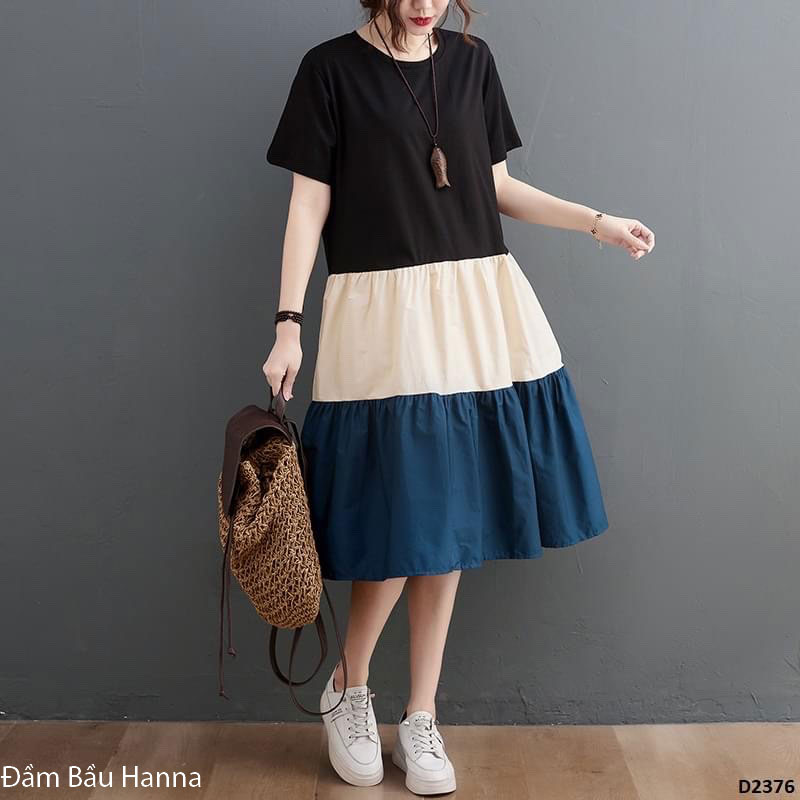 [SIZE 55-80KG] Đầm bầu thun cotton mặc ở nhà dễ thương vải THUN COTTON CAO CẤP co dãn thoáng mát không xù không nhăn cho bầu mập