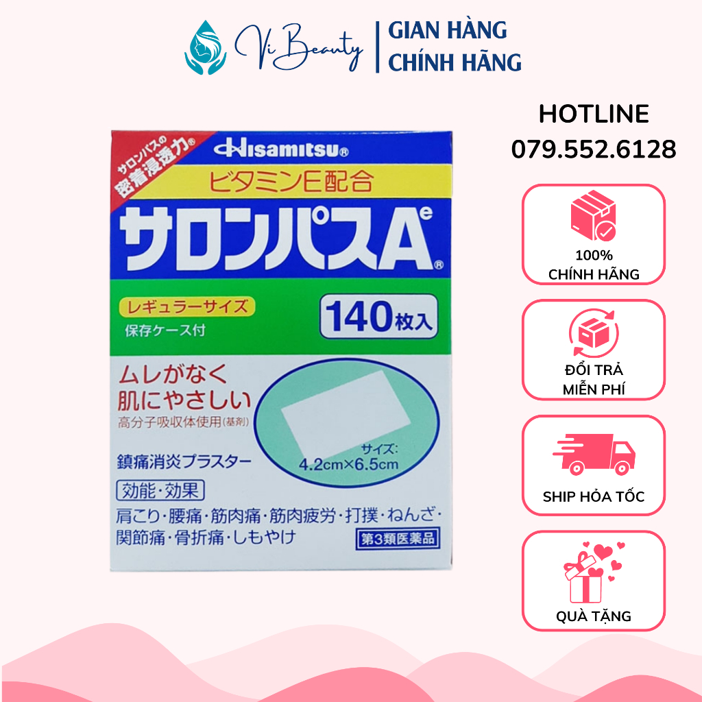 Miếng dán Salonpas Hisamitsu Nhật - Hộp 7 gói 140 miếng