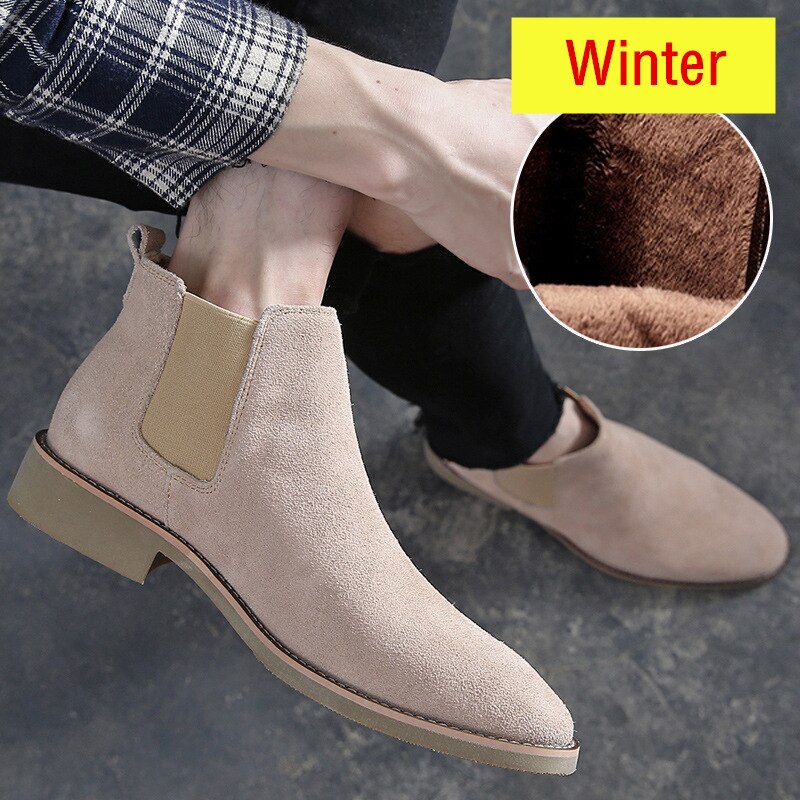 British High Top Mens Casual Leather Shoes Chelse Pointy Toe Martin Ankle Boots 