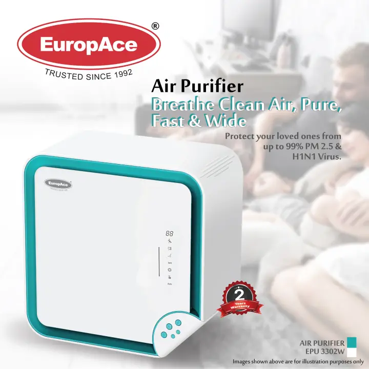 EuropAce Air Purifier Ultra ion plasma filter EPU 3302W coverage upto 33M2