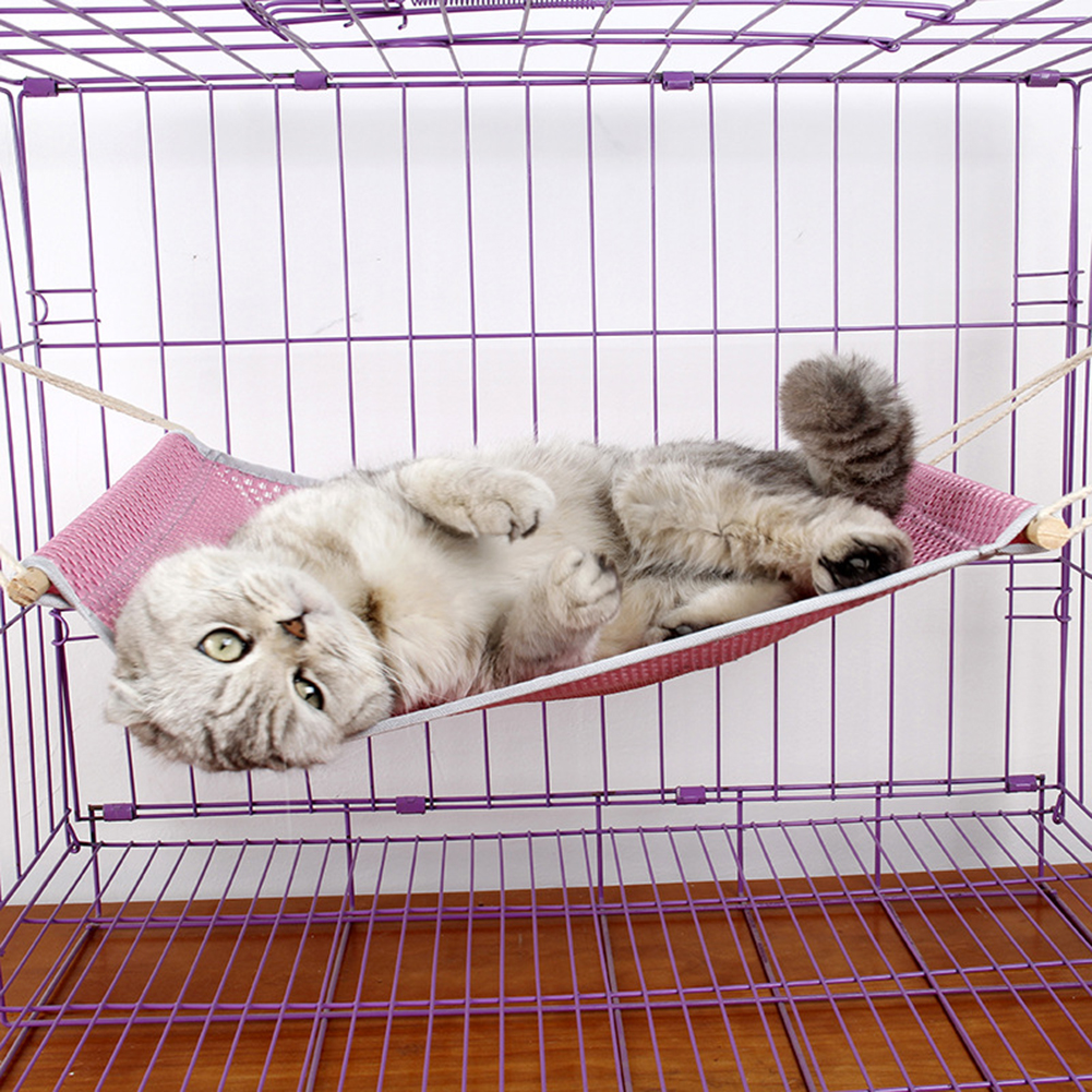 1pc Breathable Comfortable Mesh Pet Hanging Hammock Swing Bed Sleeping Cage House for Cat Kitten