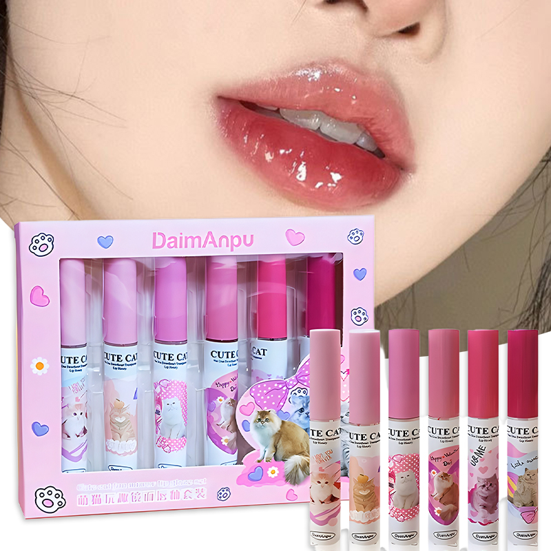 6pcs%20Cute%20Mirror%20Glass%20Lip%20Glaze%20Set%20Water%20Light%20Cat%20Lipstick%20Jelly%20Oil%20Lip%20Gloss%20Korean%20Lip%20Tint%20Watery%20Makeup%20Girl%20Cosmetic%20-%20Image%208