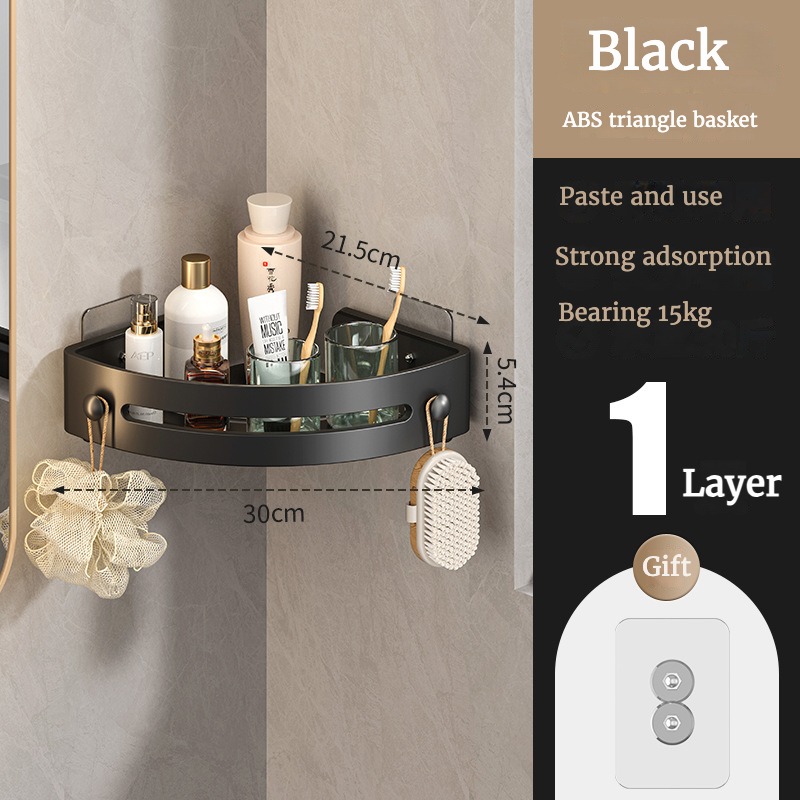 Punch-free Bathroom Triangle Storage Rack Self-draining Corner Storage ...