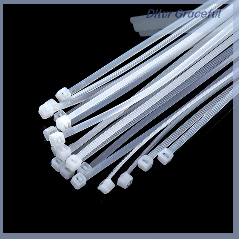 Ditur Chandrae 100pcs Fasten White Black Cable Wire Zip Ties Self Locking Nylon Cable Tie