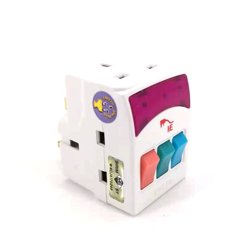 3 Way Adapter Multi Switch Socket Adaptor With LED Indicator 3 Switches Neon Light. 