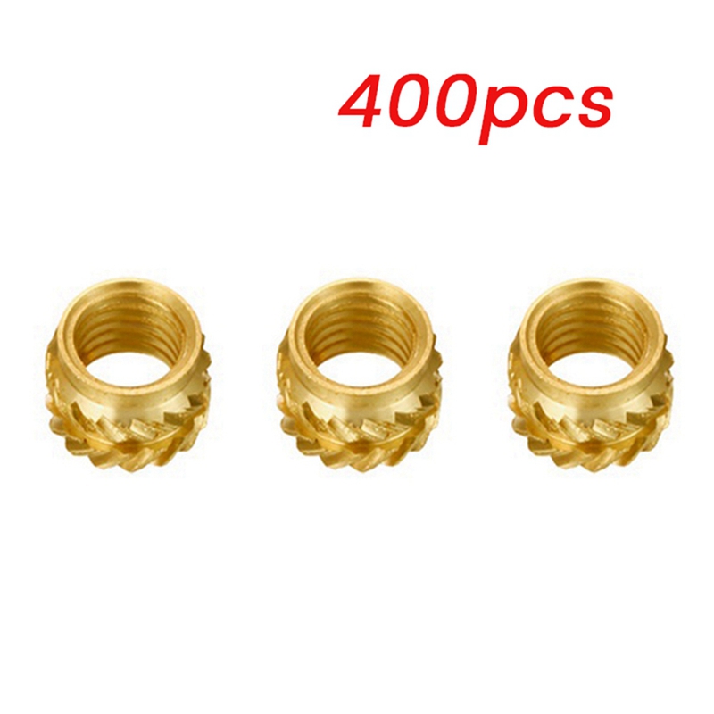 400Pcs M3 Insert Embedment Nut Thread Knurled Brass Threaded Heat Set Heat Resistant M3X5X4,for 3D Printer Voron 2.4 Etc